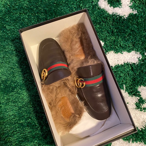 Gucci Other - Gucci fur Marmont loafer slides